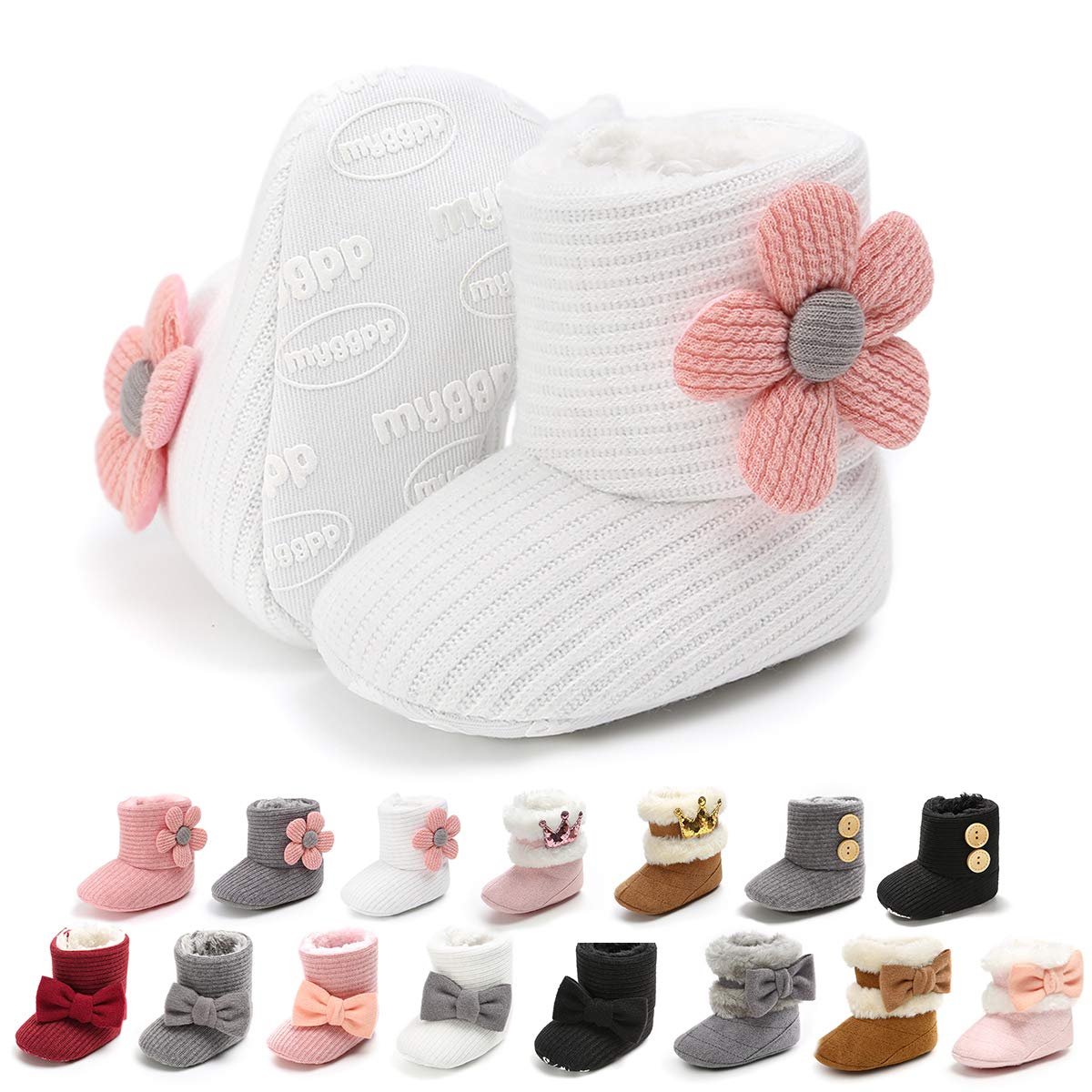 Ohwawadi Cozy Fleece Infant Baby Boots for Boys & Girls - Warm Winter Snow Boots & Slippers for Newborn Toddlers (0-24 Months) - Perfect for Indoor Play, Outdoor Walks & Cold Weather Protection