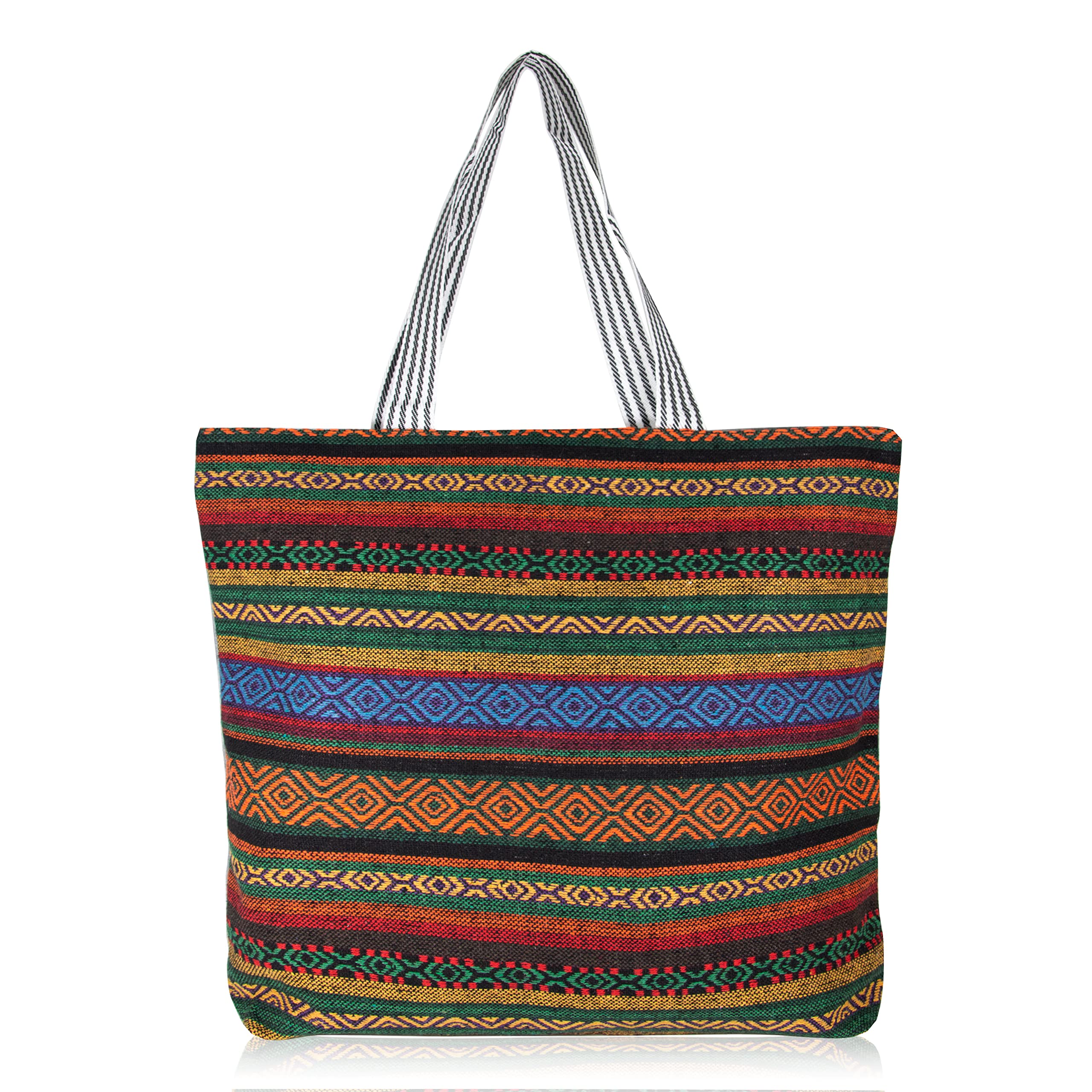 Hibala Embroidered Canvas Tote Bag for Women - Large Boho Shoulder Bag, Stylish & Spacious Daily Purse for Work, Travel, and Shopping