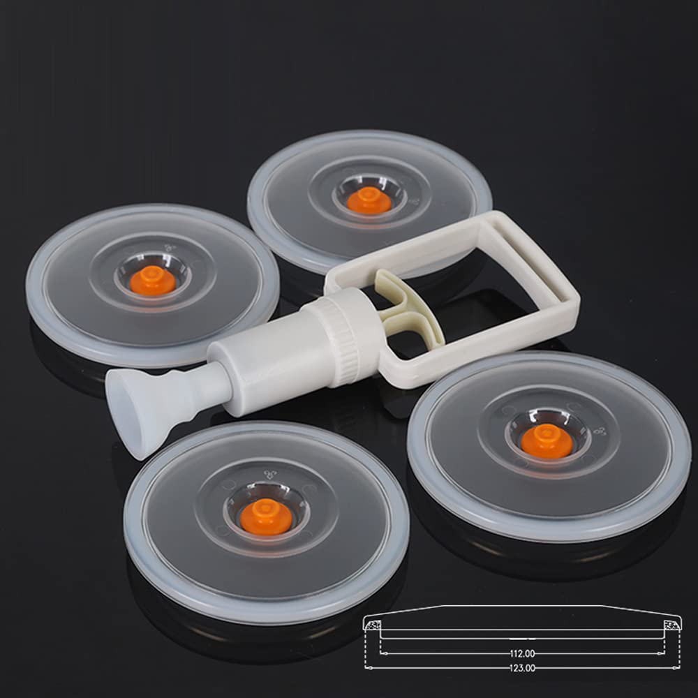BPA-Free Vacuum Sealing Lids for Mason Jars - Reusable Food Preservation Lids (4 Pack with Pump) - Fits 8.5cm Outer Diameter Containers - Keep Fruits, Vegetables & Leftovers Fresh - Ideal for Meal Prep & Pantry Storage