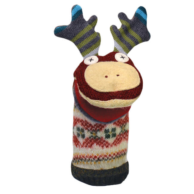 Cate & Levi Wool Animal Puppet - Handmade Moose Puppet for Kids | Perfect for Storytelling, Puppet Shows, and Imaginative Play