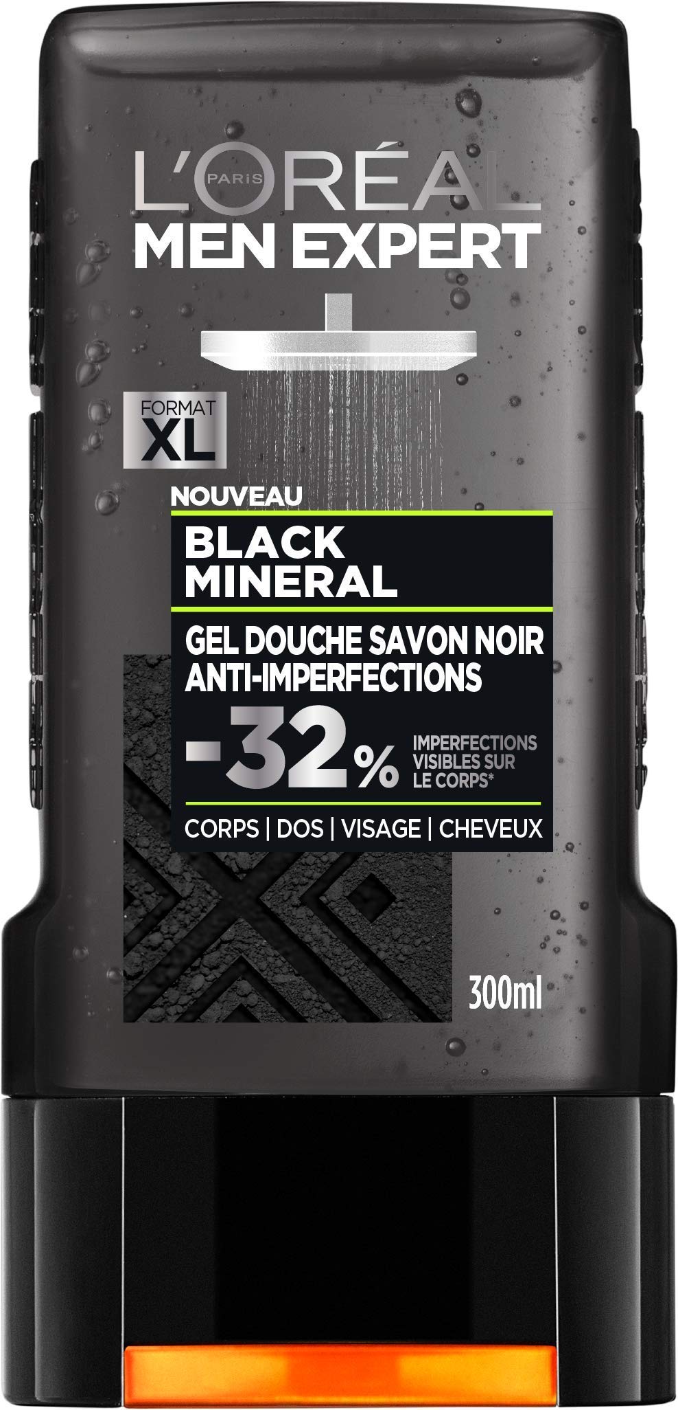 L'Oreal Paris Men Expert Black Mineral Body Wash for Men - 300ml | Deep Cleansing & Energizing Shower Gel | Ideal for Gym, Workout & Daily Use