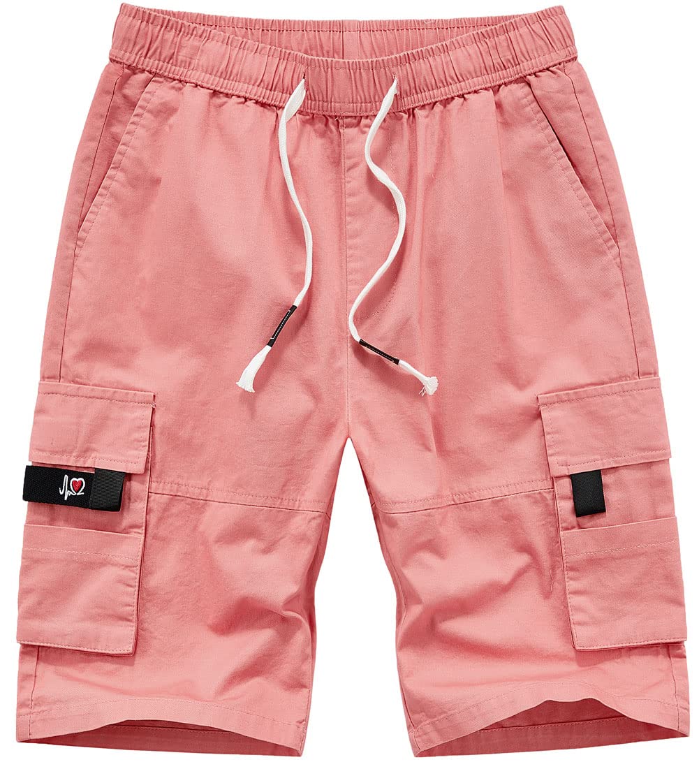 XinYangNi Women's High Waist Cargo Shorts with Pockets - Elastic Waistband & Drawstring - Casual Bermuda Shorts for Summer, Hiking, Travel & Outdoor Activities