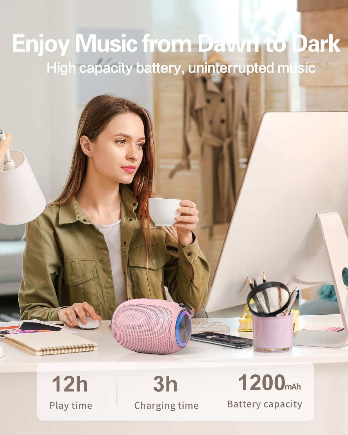 Bluetooth Speakers A66 - 5W Portable Wireless Speakers with Clear Sound, Multi Playing Modes, Compatible with Cellphone & PC, Ideal for Home, Office, Outdoor Adventures, and Travel
