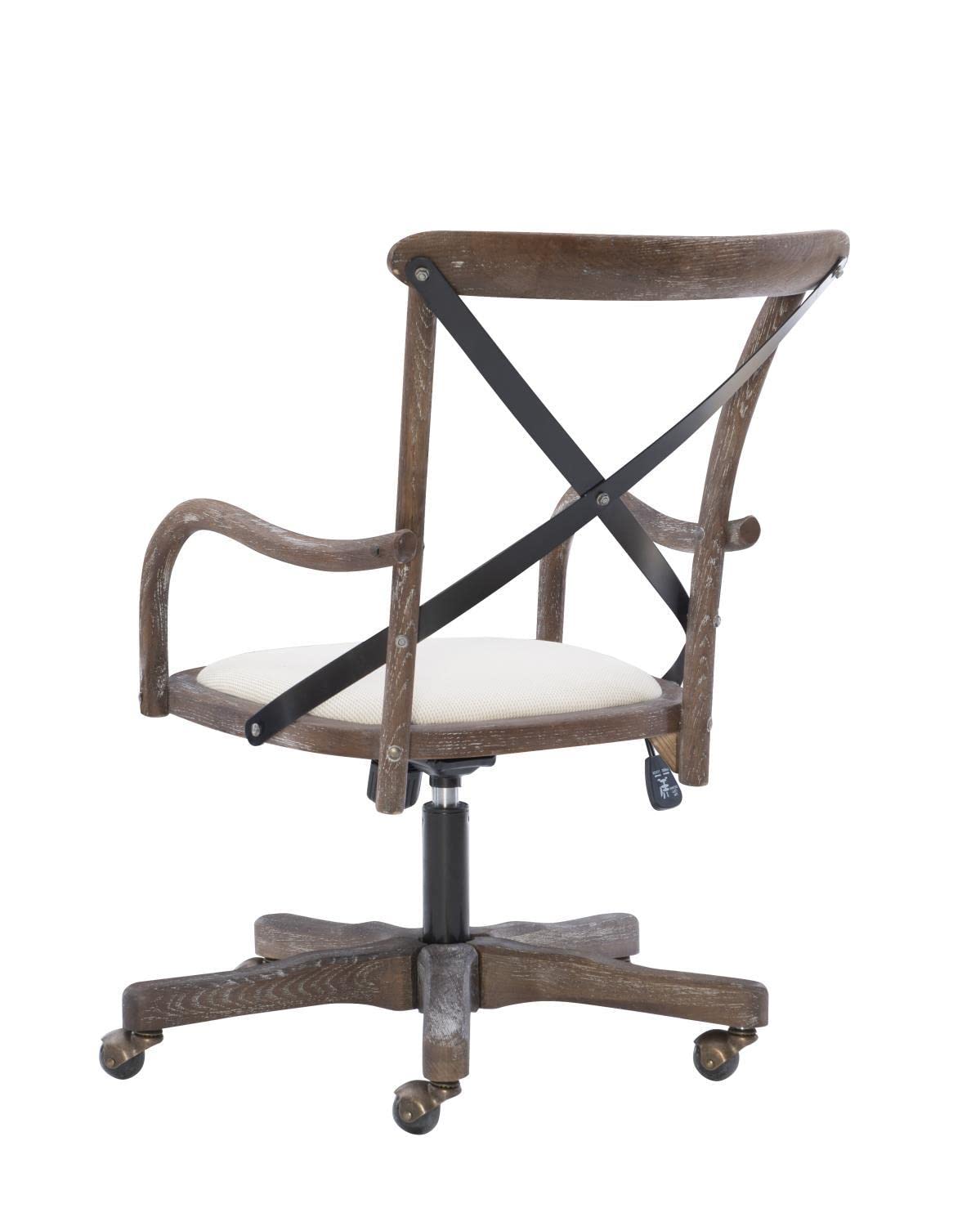 Linon Carson Cafe Office Chair - Ergonomic Gray Wash Fabric Desk Chair for Home & Office Use - Perfect for Work, Study, and Conference Rooms