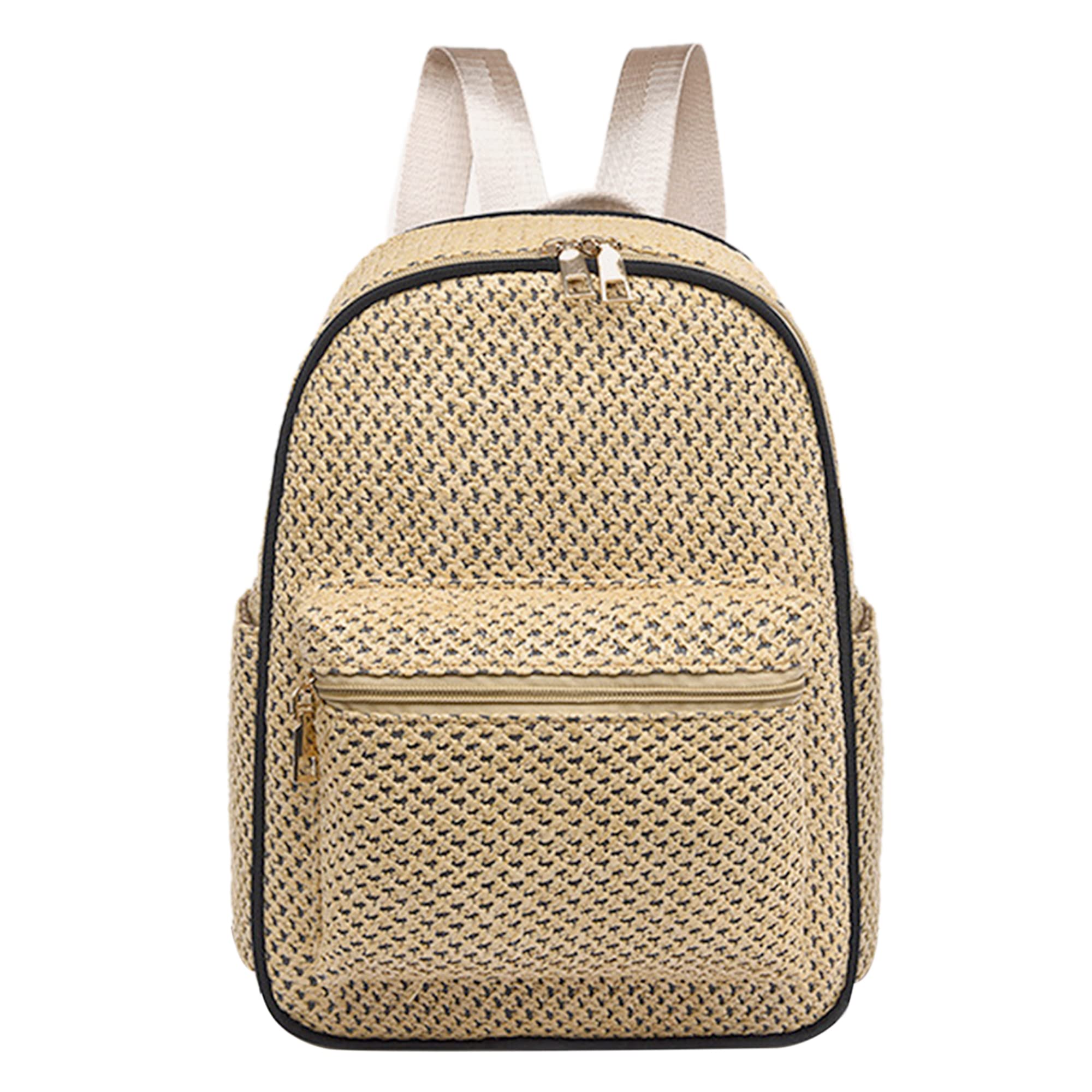 ZLM Handwoven Straw Backpack - Women's Bohemian Beach Bag for Travel & Shopping