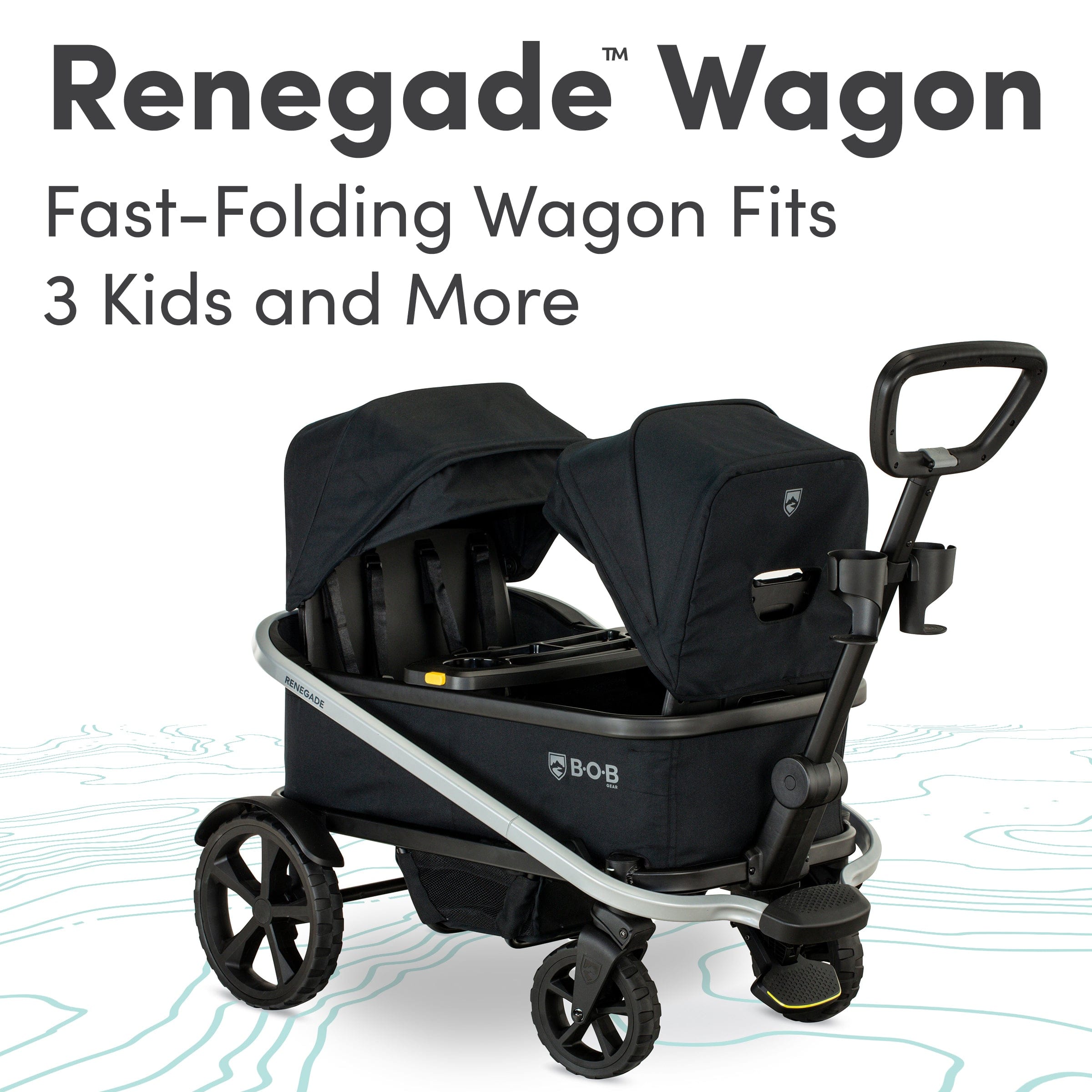 Bob Gear Renegade Wagon Bundle with Black Canopies - Heavy Duty All-Terrain Stroller Wagon for Beach, Camping & Outdoor Adventures