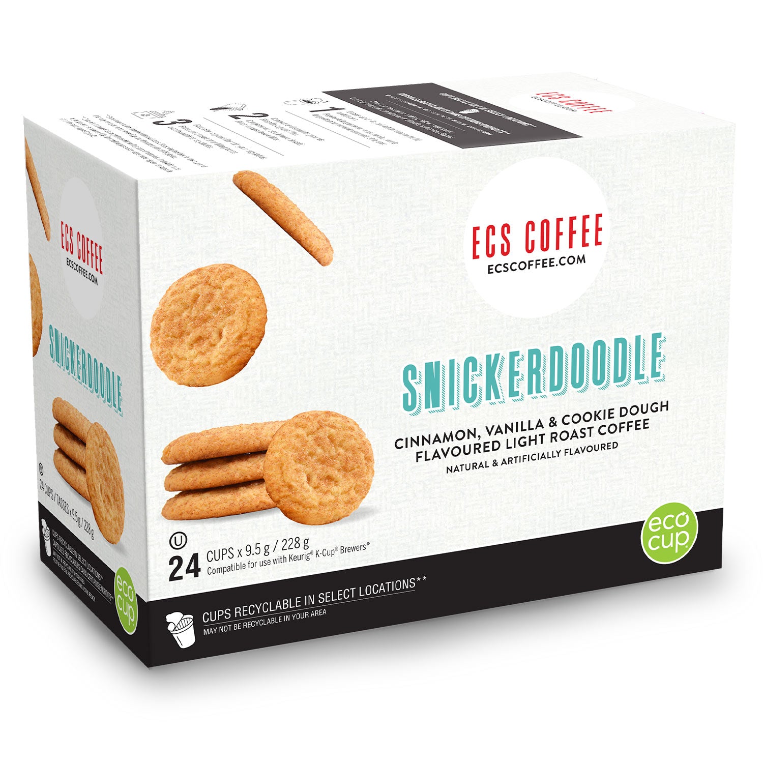 ECS Snickerdoodle Flavored Single Serve Coffee Pods - 24 Pack | Perfect for Keurig Brewers, Office & Home Use
