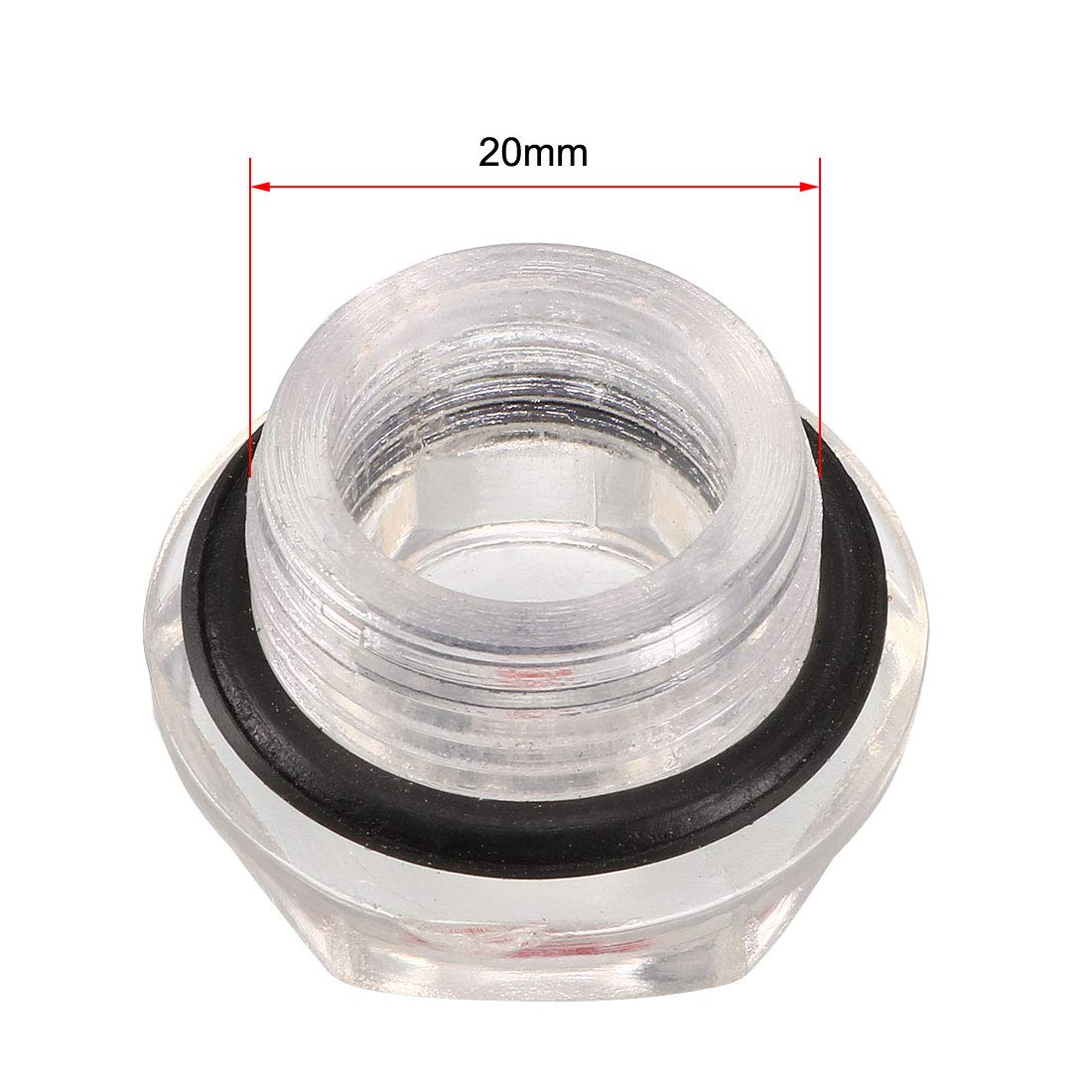 20mm Male Threaded Plastic Oil Liquid Level Gauge Sight with O-ring for Air Compressor Fittings - Durable Plastic Sight Glass for Industrial Equipment, Hydraulic Systems & Machinery Maintenance