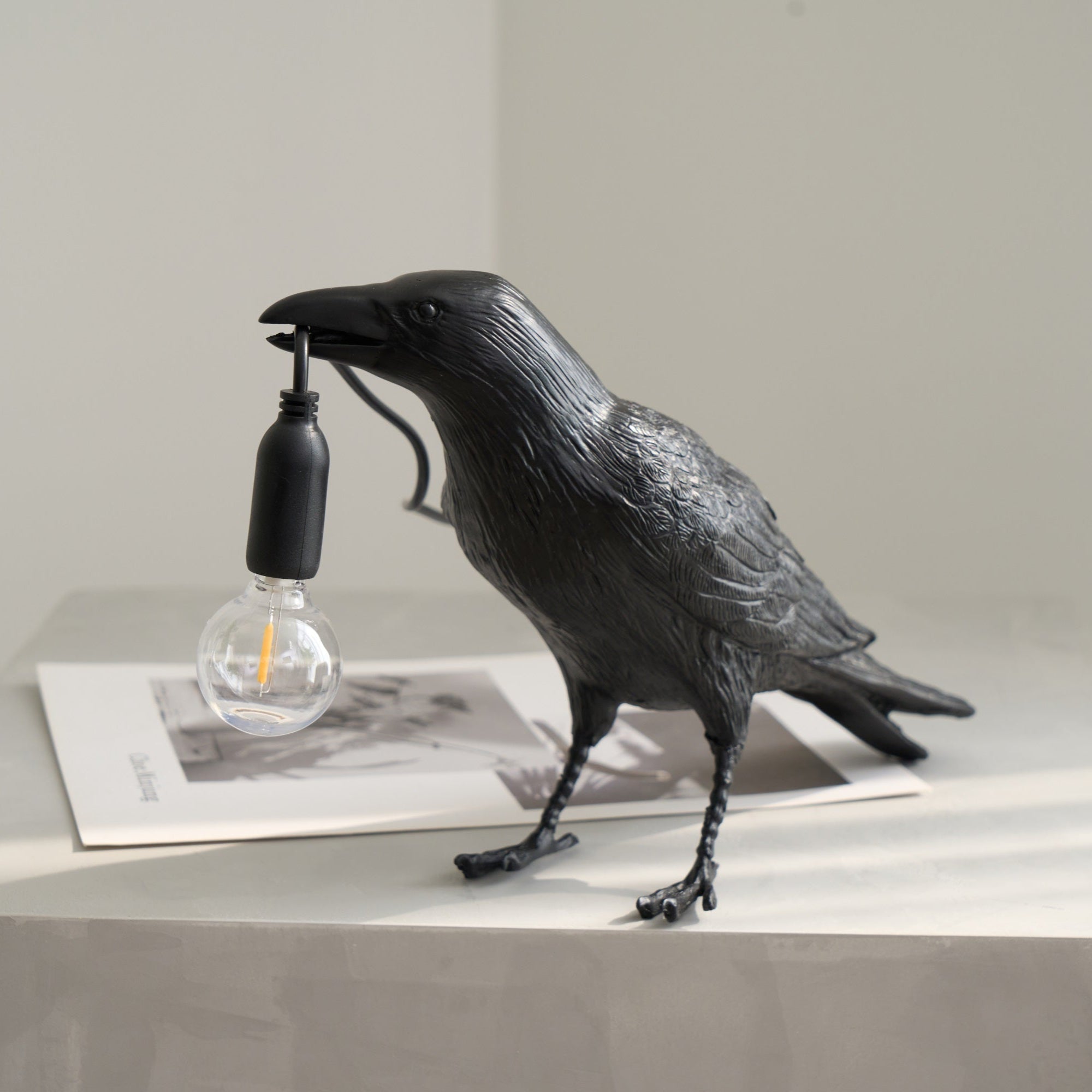 Raven Resin Table Lamp - Modern Gothic Home Decor for Bedroom, Living Room, Office - Handcrafted Night Light with Adjustable Brightness for Reading & Relaxation