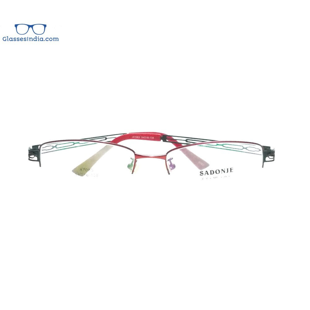 Blue Light Blocking Computer Glasses for Women - Red Supra Half Rimless Frame (A7083RD) | Reduce Eye Strain for Office Work, Gaming & Screen Time