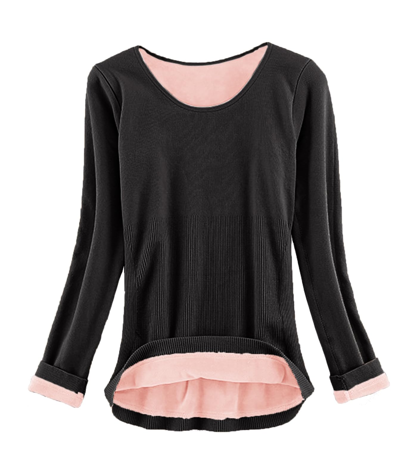Atditama Women's Fleece Lined Thermal Shirt - Long Sleeve Scoop Neck Blouse for Cold Weather, Winter Layering & Outdoor Activities