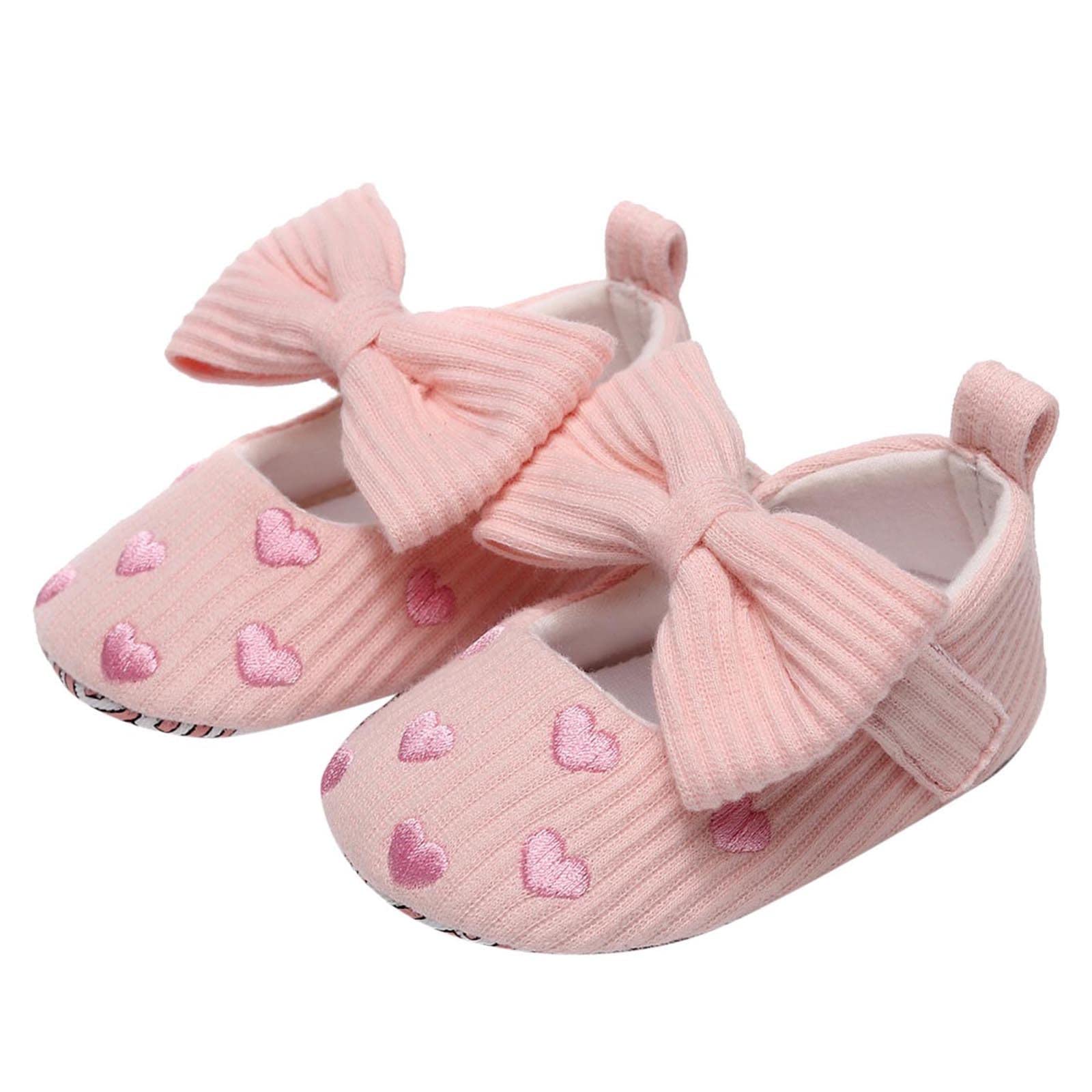 Non-Slip Baby Girl's First Walkers Shoes - Heart Embroidered Bowknot Toddler Sandals for Princess Style | Perfect for Indoor Play, Outdoor Adventures & Special Occasions