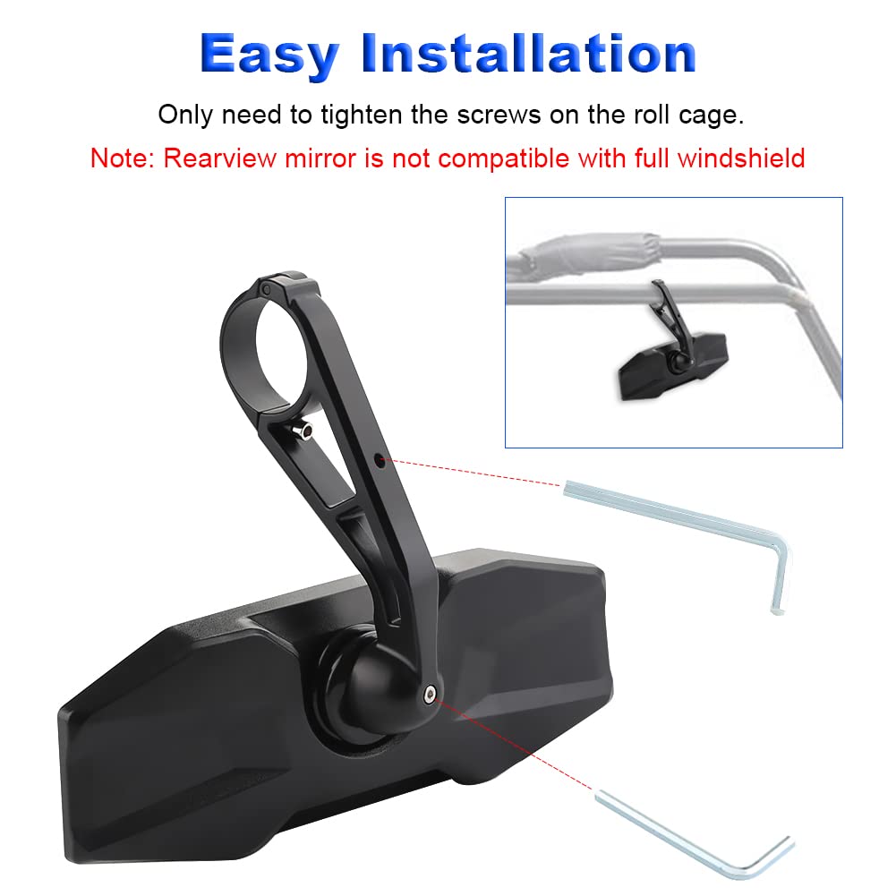UTV Center Rear View Mirror for Polaris General RZR Ranger 570 900 1000 XP & Arctic Cat Wildcat (2015-2024) | 1.75
