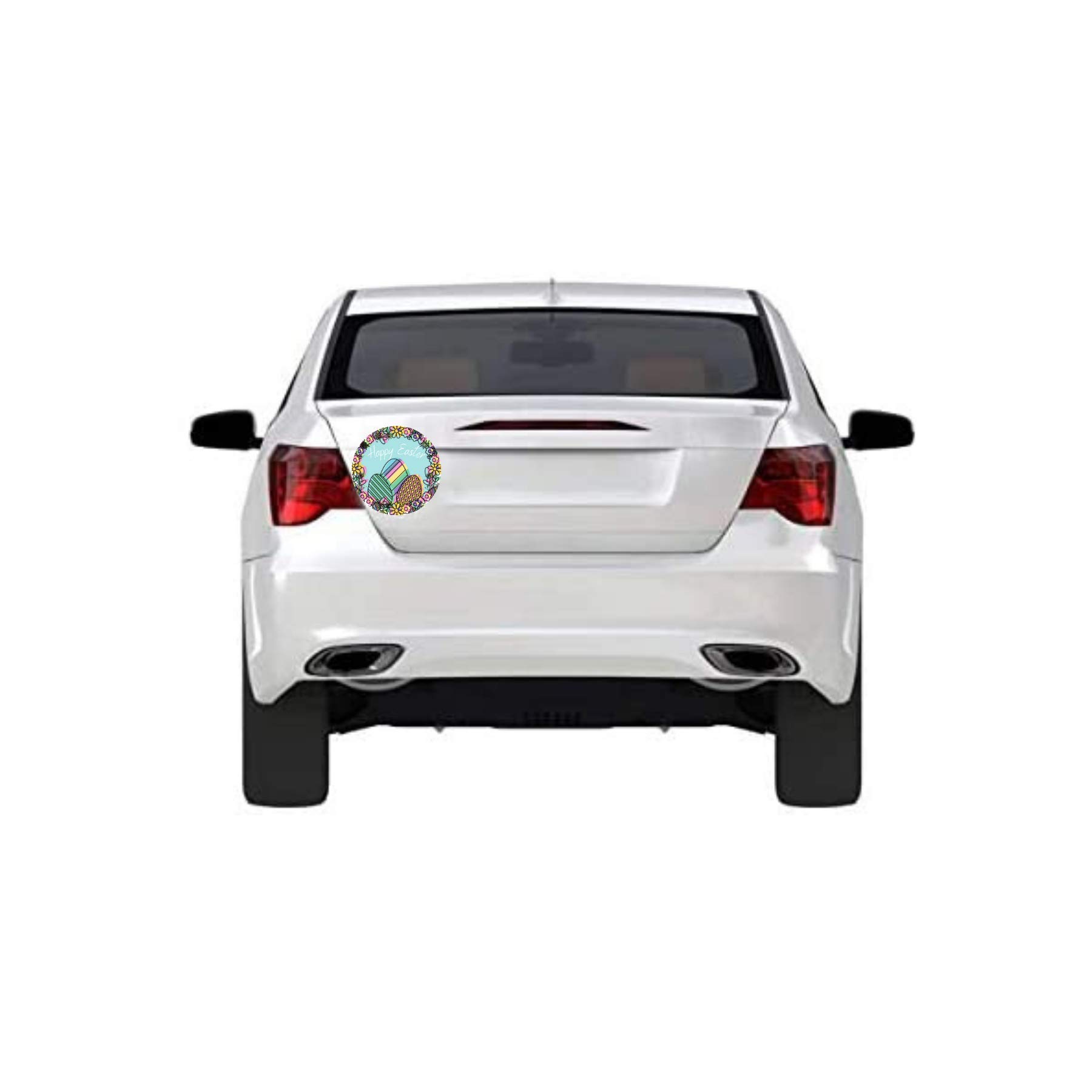 Happy Easter Floral Spring Wreath Car Magnet - 5.5 Inch Decorative Magnetic Decal for Lockers, Fridge, Mailbox - Perfect for Holiday Decorations, Home & Office Decor