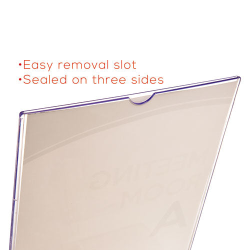 Premium Acrylic Sign Holder with Slanted Design & Business Card Pocket - 8.5