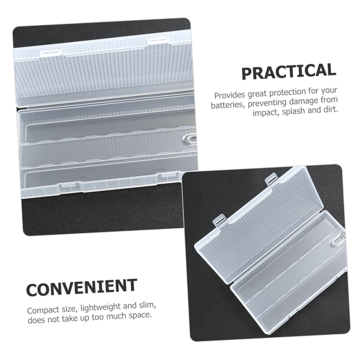 Levemolo 2-Pack Clear PP Battery Storage Box - Small Battery Organizer & Plastic Container for AA AAA Batteries - Perfect for Home, Office, and Travel Organization
