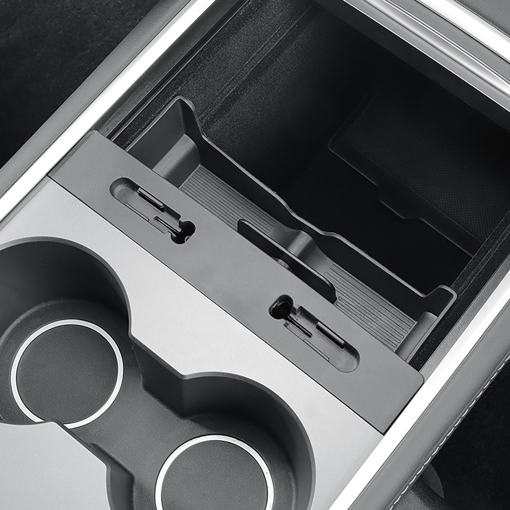 Tesla Model 3 & Y Center Console Sunglasses Holder and Cable Organizer - Car Accessories for Sunglass Storage and Phone Charging Cord Management