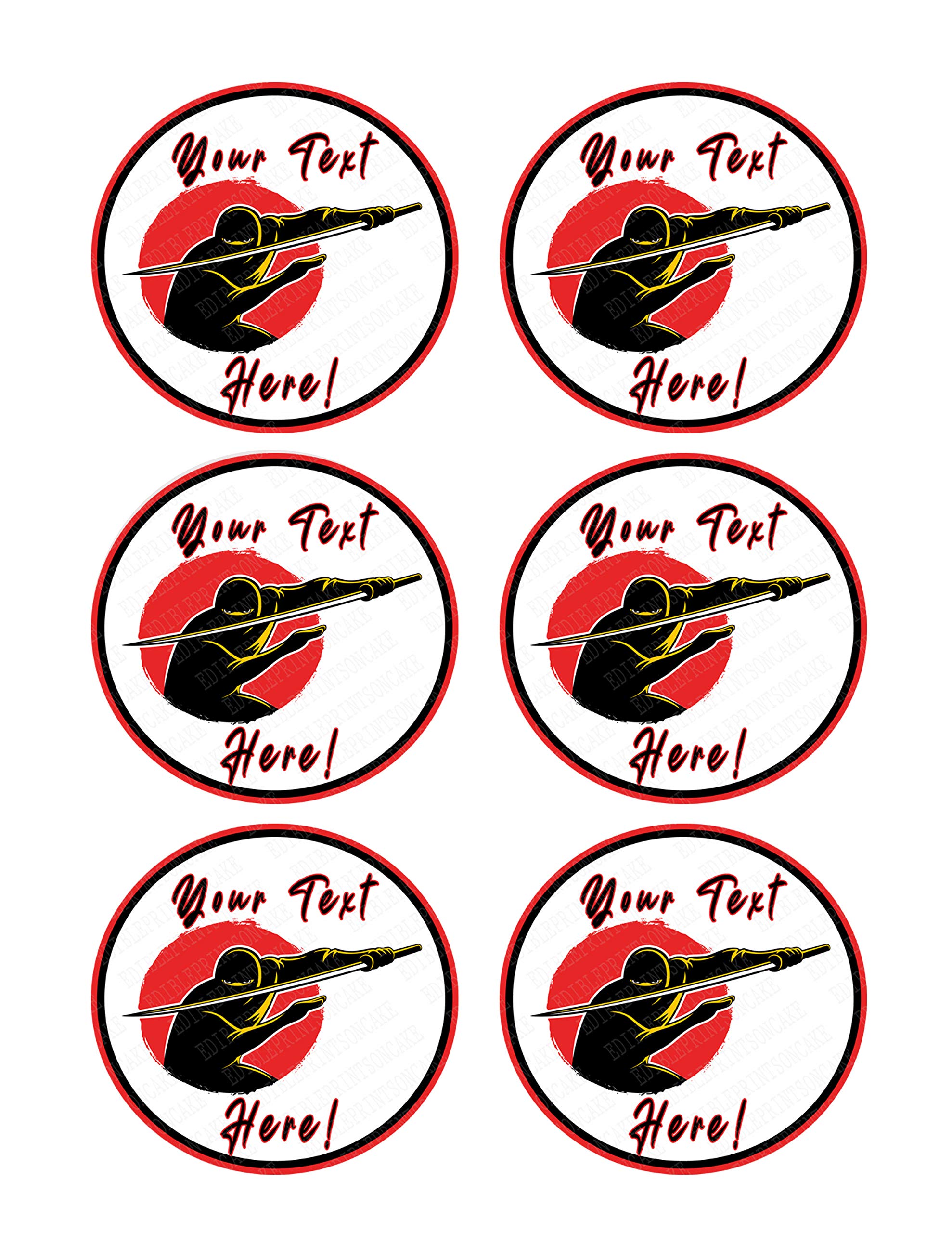Ninja Character Edible Cupcake Toppers - 3.25 Inch Cake Decorations (6 Pieces per Sheet) - Perfect for Birthday Parties, Baby Showers & Themed Celebrations