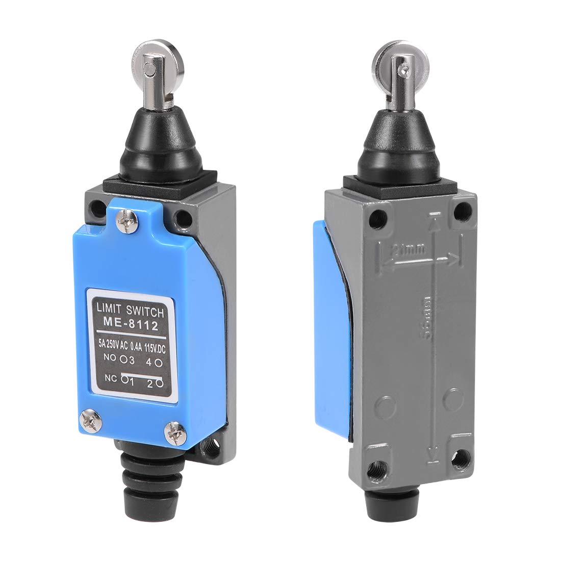 uxcell ME-8112 Roller Plunger Momentary Limit Switch 1NC+1NO 2Pcs - Perfect for CNC Mills, 3D Printers & Industrial Machinery Door Safety Switches