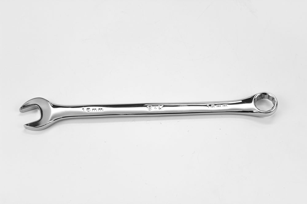 15mm 12-Point Metric Long Combination Chrome Wrench - Professional Grade Tool for Automotive Repair & Industrial Maintenance