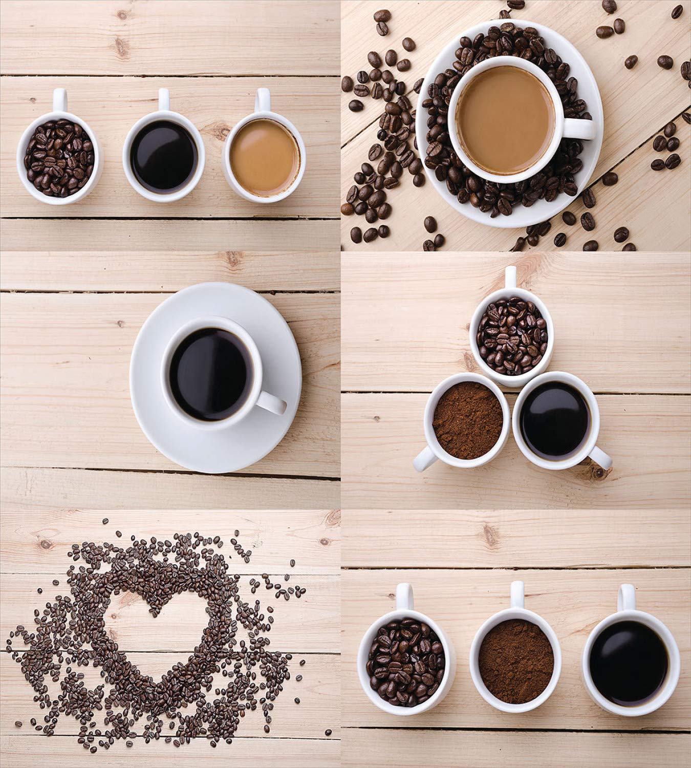Ambesonne Coffee Lover Duvet Cover Set - 2 Pack California King Size, Brown & Tan Coffee Mug & Beans Design on Wooden Table - Includes 2 Duvets & 2 Pillowcases | Perfect for Coffee Enthusiasts' Bedrooms & Gift Ideas
