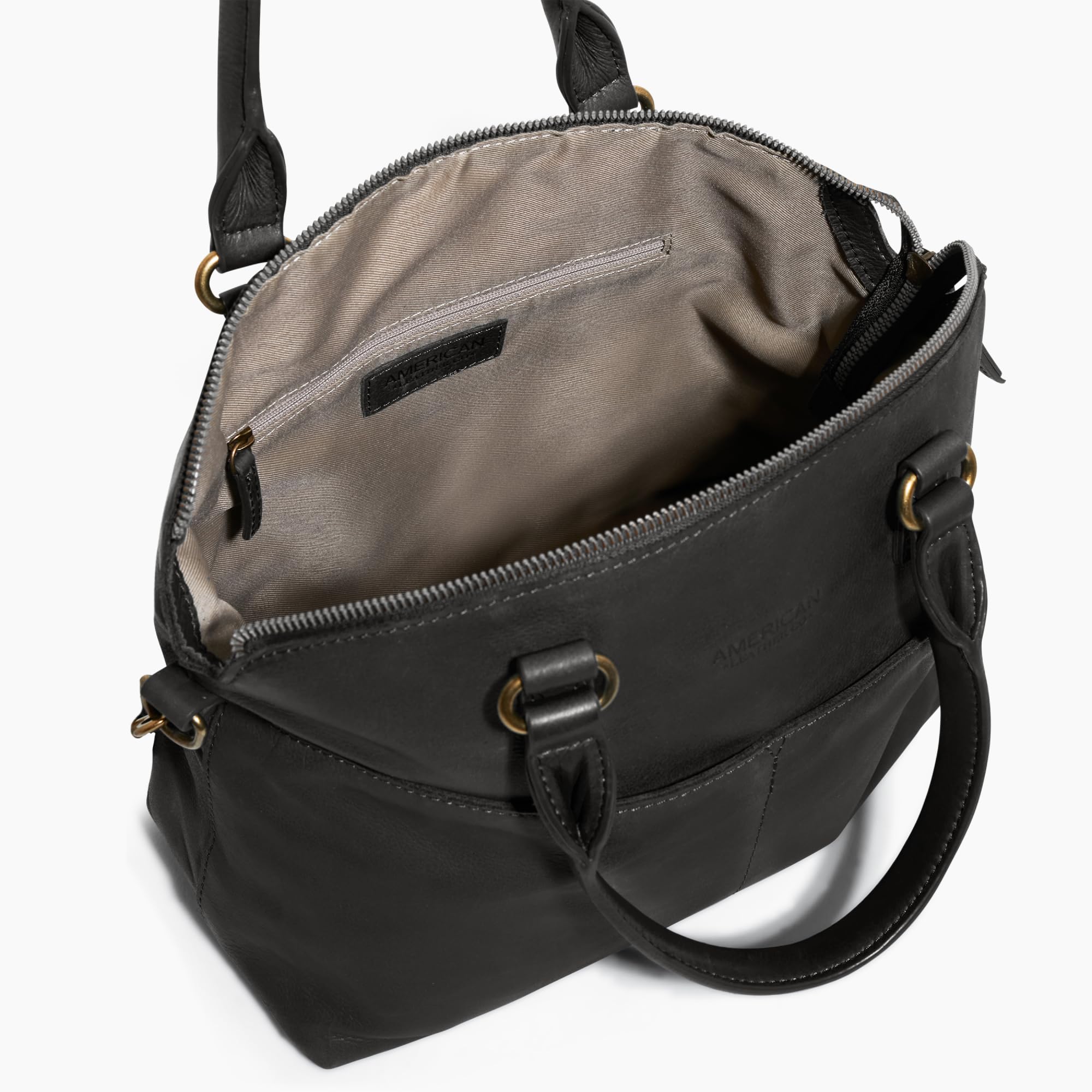 American Leather Co. Carrie Dome Satchel Crossbody Bag - Genuine Leather Handbag for Women, Fashionable Shoulder Purse with Adjustable Strap - Perfect for Work, Travel & Everyday Use