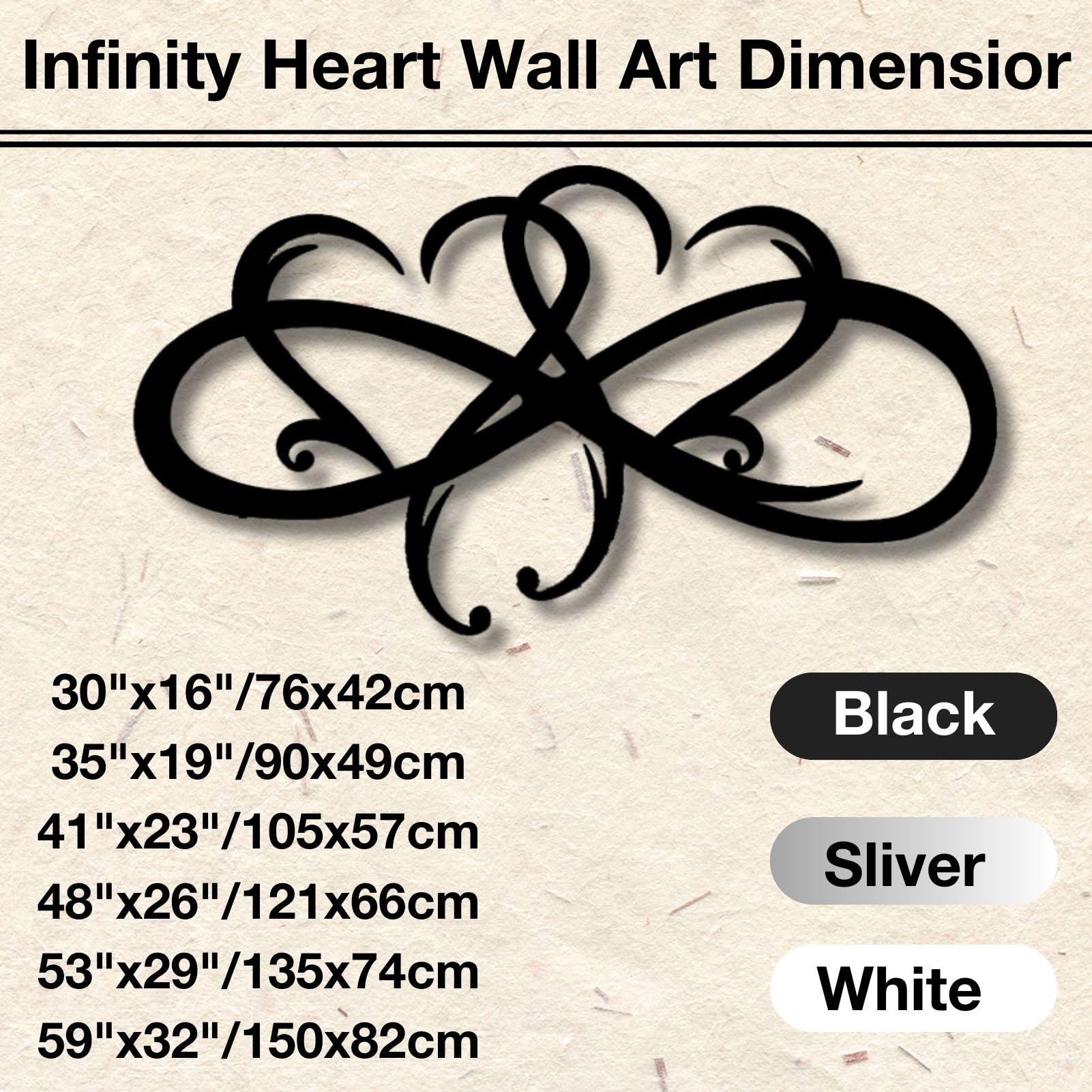 Feuwile Infinity Heart Metal Wall Art - Modern Black Heart Wall Decor for Home, Living Room, Bedroom, Bathroom - 30
