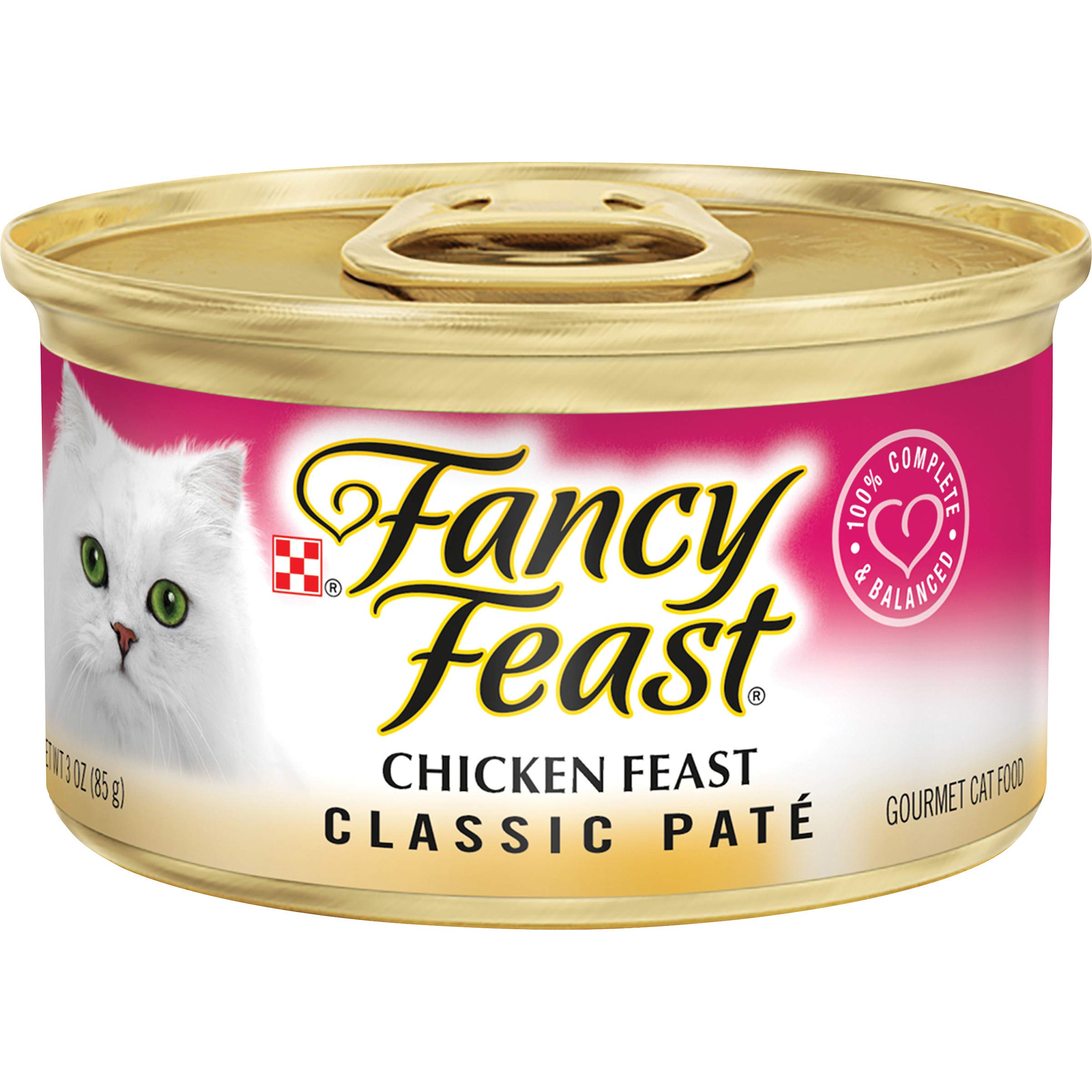 Purina Fancy Feast Grain Free Wet Cat Food - Chicken Pate in 3oz Cans (Pack of 24) | High Protein Meal for Adult Cats | Perfect for Picky Eaters & Daily Feeding Routine