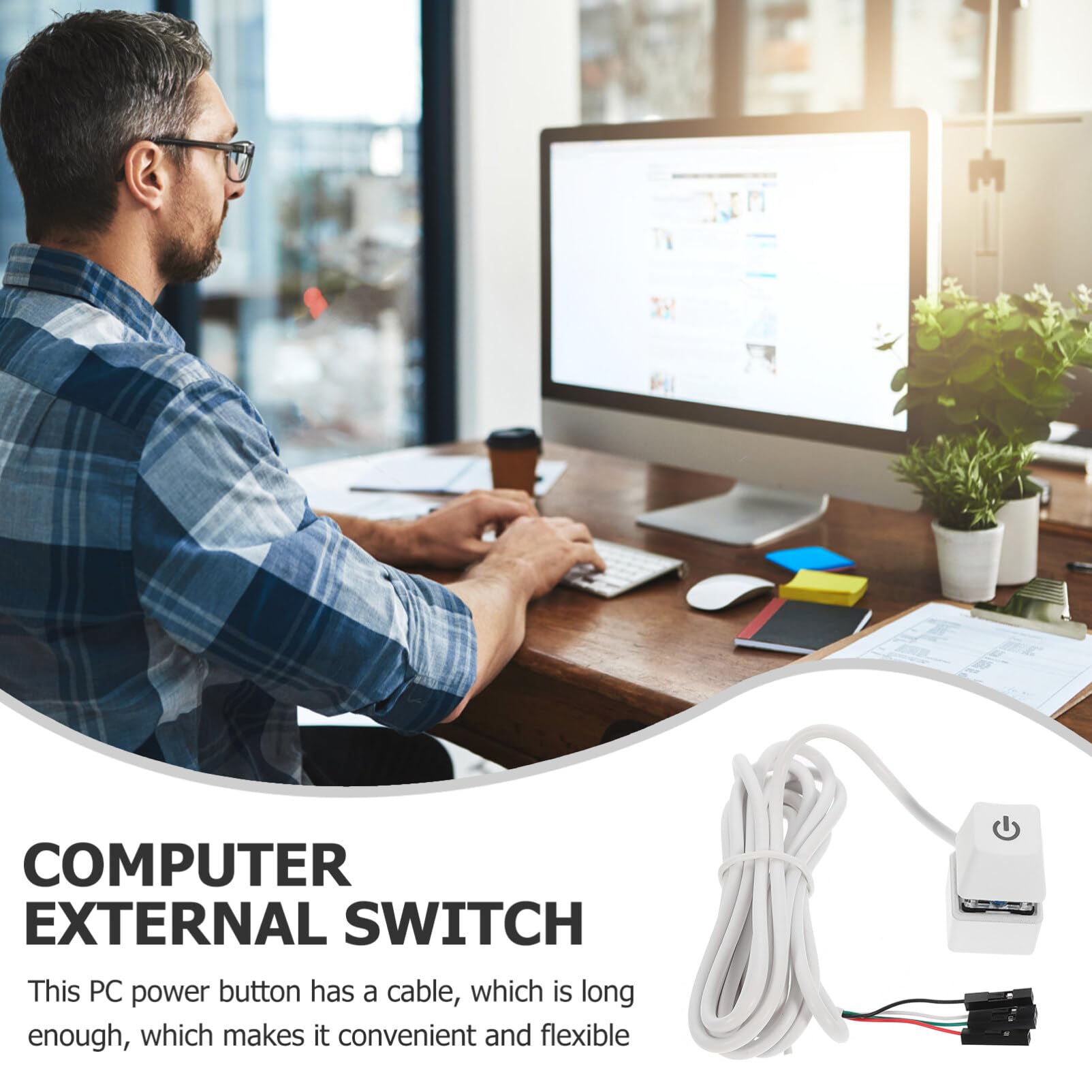 iplusmile External Desktop Computer Power Button Cable - PC Case Power Switch for Gaming, Office & Internet Cafe Use - Durable Power Supply Cable for Easy PC Control