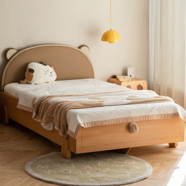 Solid Wood Bear Box Bed - Handcrafted from Premium Beech & Oak - Durable & Stylish Storage Solution for Kids' Rooms, Nurseries, and Cabin Decor