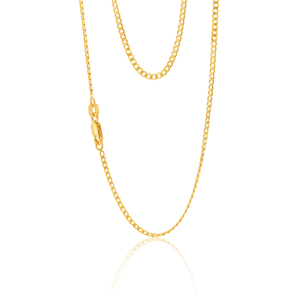 9ct Yellow Gold 50cm Curb Chain Necklace for Men & Women - Durable & Stylish Jewelry for Everyday Wear, Gifts & Special Occasions