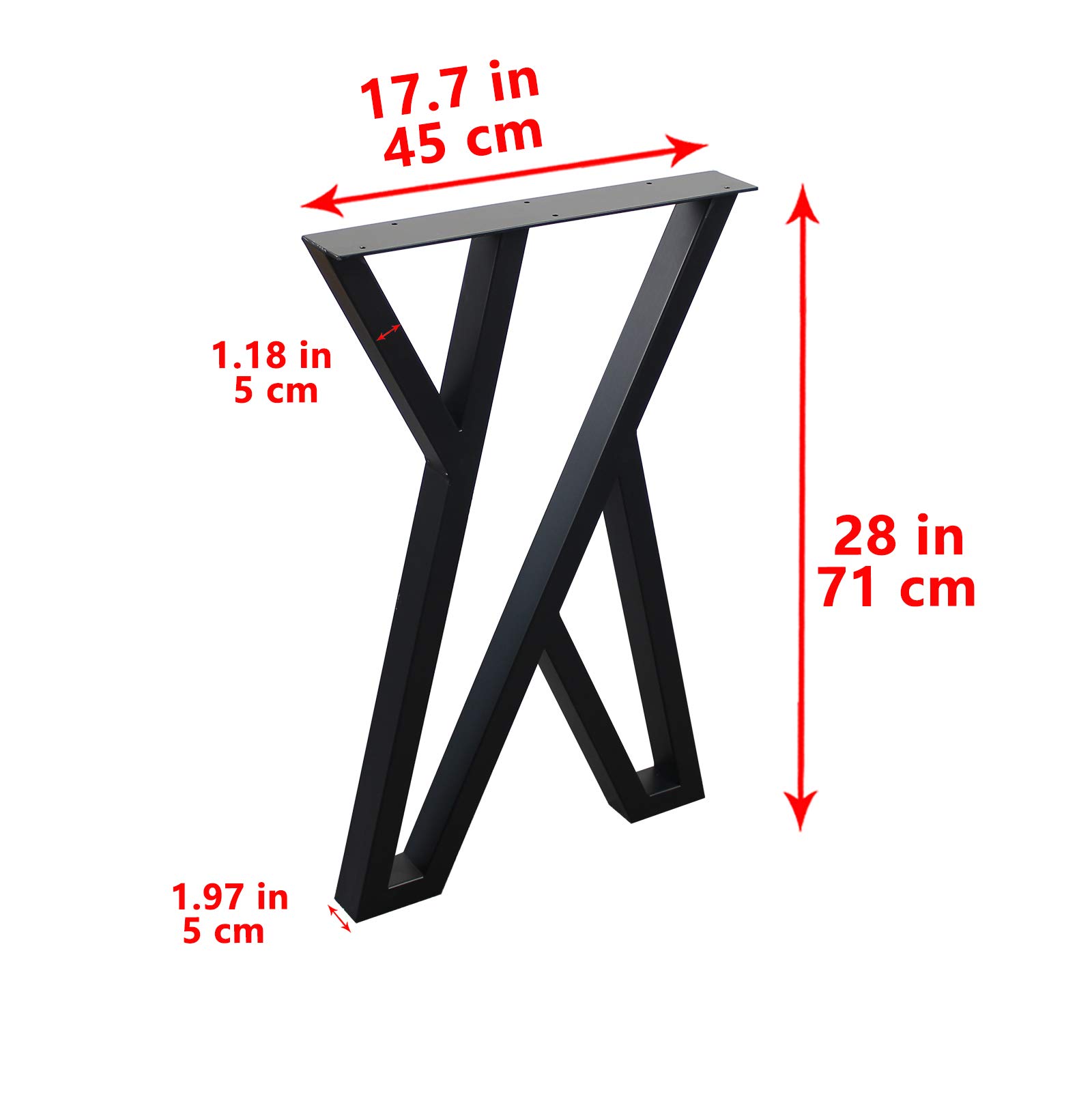 MBQQ 2-Pack Rustic X-Shaped Metal Table Legs - Heavy Duty Industrial Furniture Legs for DIY Desk, Dining Table & Bench (28
