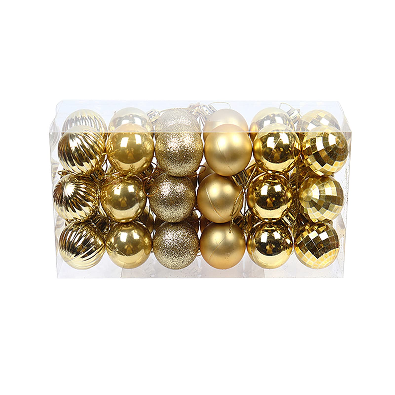 HEVIRGO 2021 Christmas Ornaments Set - 12 Pack DIY Golden Christmas Ball Pendants, Shatterproof Plastic Holiday Tree Decorations for Xmas Party, Home, Office & Gift Giving