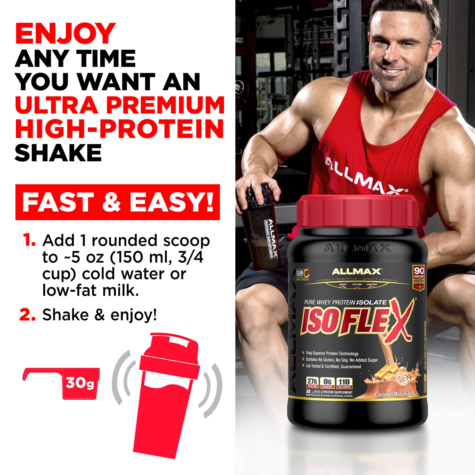 ALLMAX Nutrition ISOFLEX Whey Protein Powder - 27g Protein per Serving, Whey Protein Isolate, Chocolate Mint Flavor, 2lb (907g) for Muscle Recovery & Post-Workout Nutrition | Ideal for Gym, Fitness & Bodybuilding