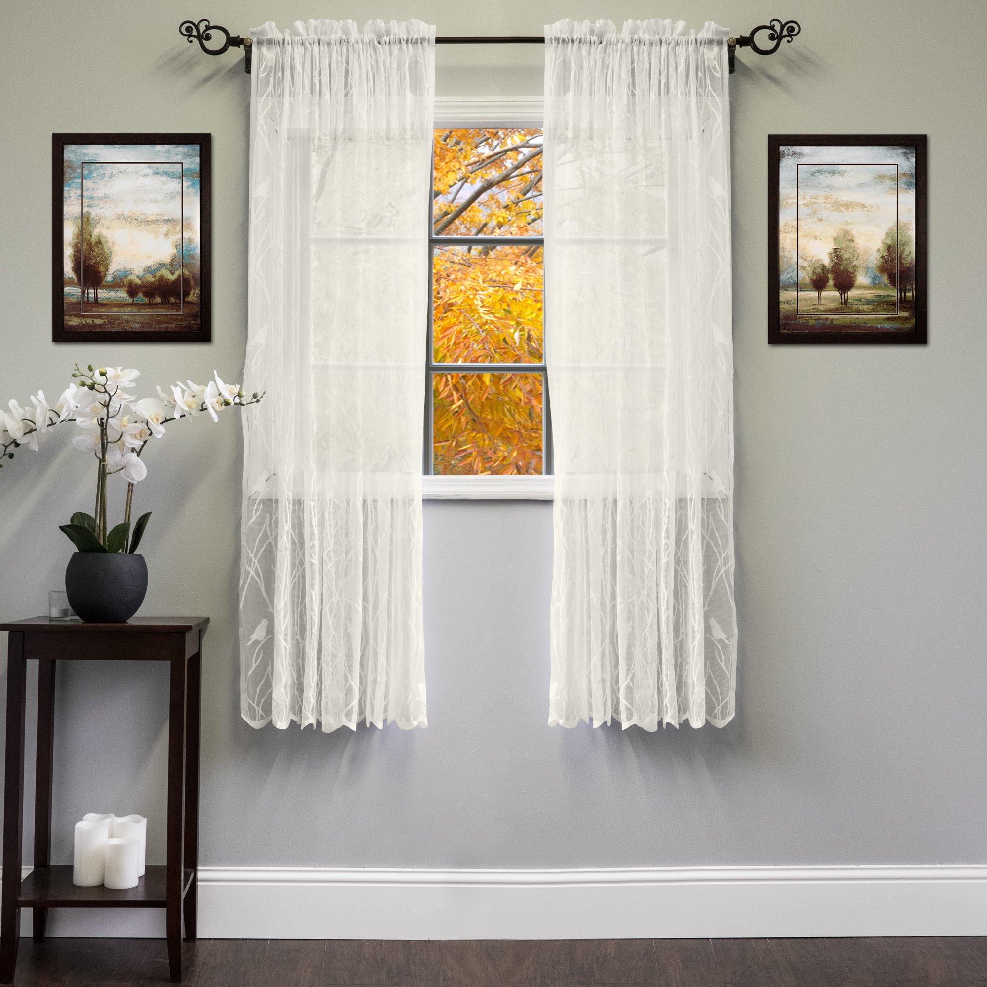 Stylish Songbird Ivory Window Curtains 63