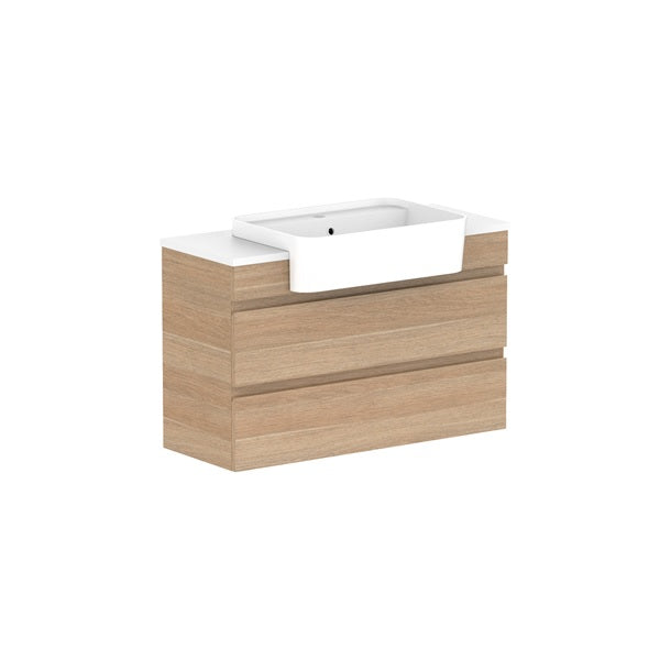 ADP Glacier Pro Semi-Recessed All-Drawer Twin Vanity with Solid Surface Top - Modern Bathroom Sink Cabinet for Master Bath & Guest Room Remodel