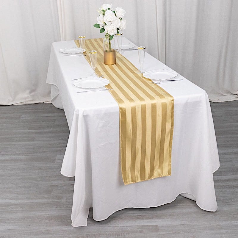 12x108 Inch Striped Satin Table Runner for Weddings - Elegant Dining Decor for Banquets, Parties & Special Events