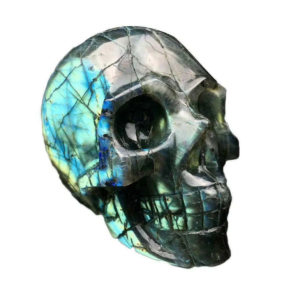 Hand Carved Natural Labradorite Quartz Crystal Skull - 800-1100g for Healing, Meditation & Energy Work | Perfect for Reiki, Yoga & Spiritual Decor