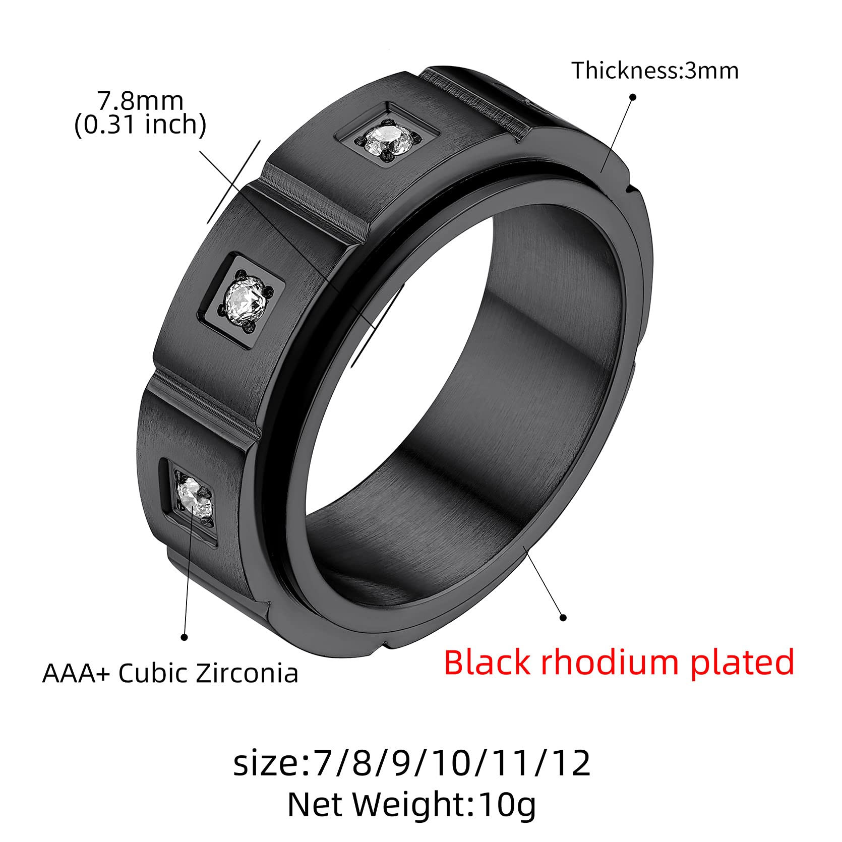 GOLDCHIC Spinner Ring for Men & Women - Anxiety Relief Fidget Ring with Sand Blast Finish, Celtic Design | Titanium Steel, Black & 18K Gold Plated (8mm) | Size 7-12 | Gift Box Included | Perfect for Stress Relief, ADHD, Meditation & Everyday Wear