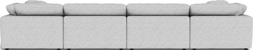 Fluffy 4-Piece Sectional Sofa with Double Ottoman - Luxurious Comfort for Living Room, Family Room or Home Theater
