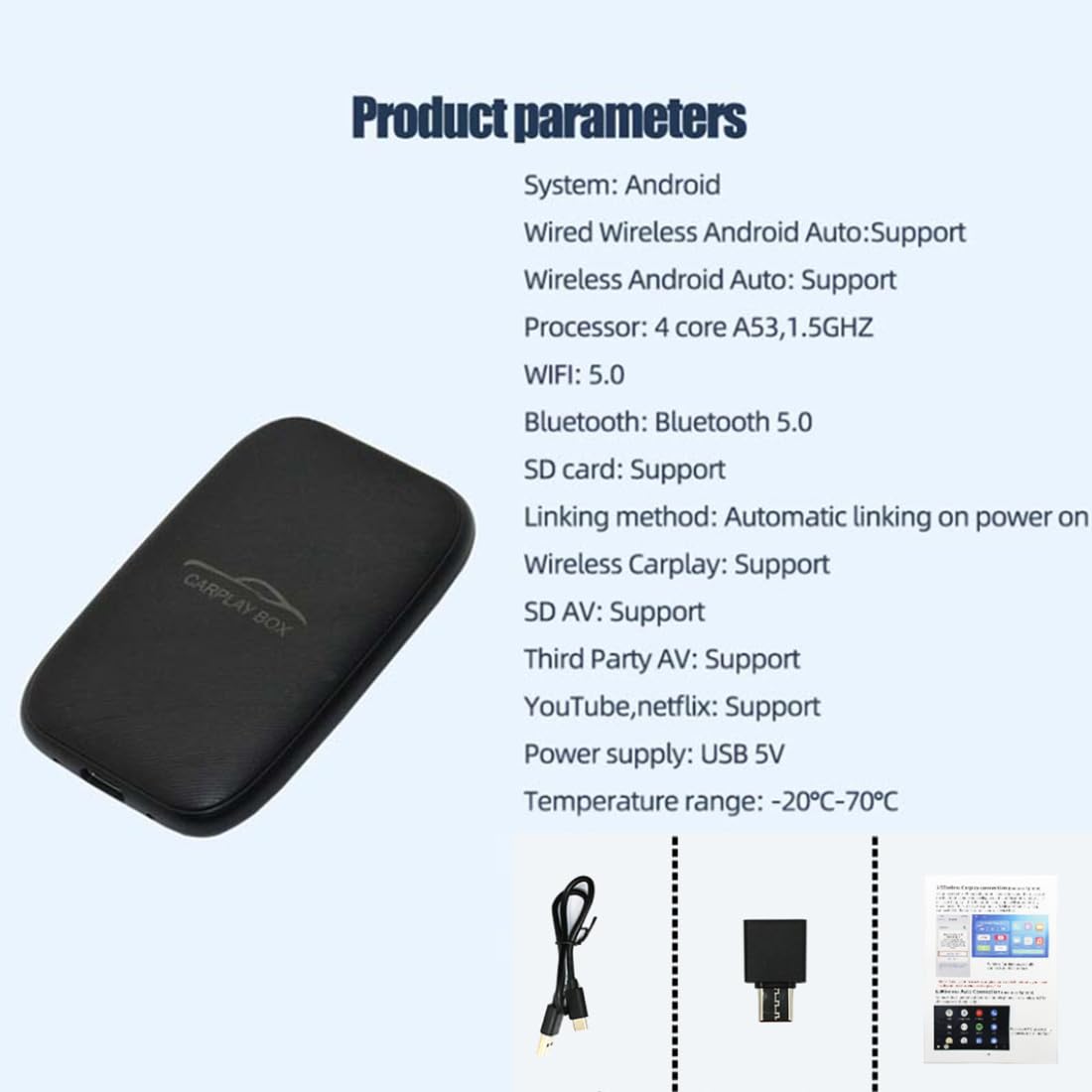 2-in-1 Wireless CarPlay & Android Auto Adapter - AI Box for Android 8.1 with Built-in Netflix/YouTube, Bluetooth & WiFi - Convert Wired to Wireless for Seamless Car Entertainment - Perfect for Road Trips & Commuting