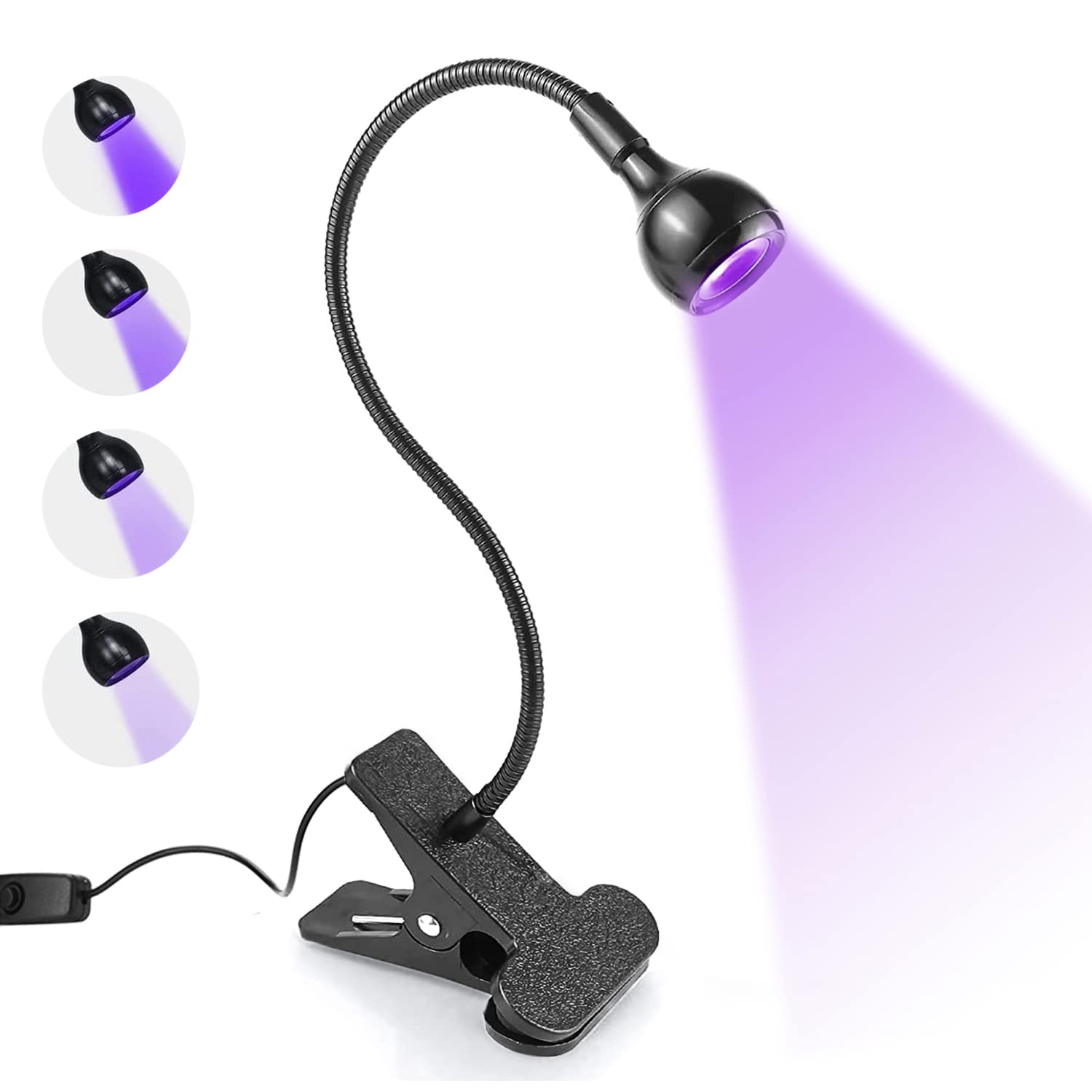 3W UV LED Nail Lamp with 360° Rotation & Fixed Clip - Hands-Free Gel Polish Dryer & Curing Light for Professional & Home Manicures | Perfect for Nail Salons, DIY Nail Art & At-Home Gel Polish Application