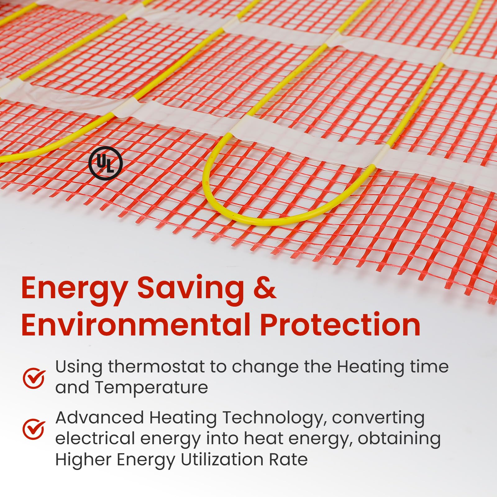 15 sqft HEATIT Warmmat Electric Radiant Floor Heating System - Self-Adhesive Underfloor Heating Mat for Bathroom, Kitchen & Basement - Energy Efficient Home Heating Solution