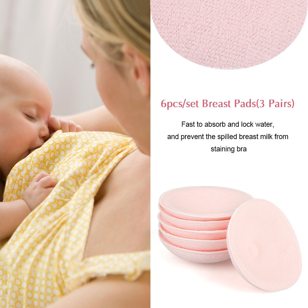 Reusable Washable Nursing Pads - 6 Pack (3 Pairs) Soft Cotton Breastfeeding Pads for Comfort & Leak Protection | Ideal for Daily Use, Travel & Postpartum Care