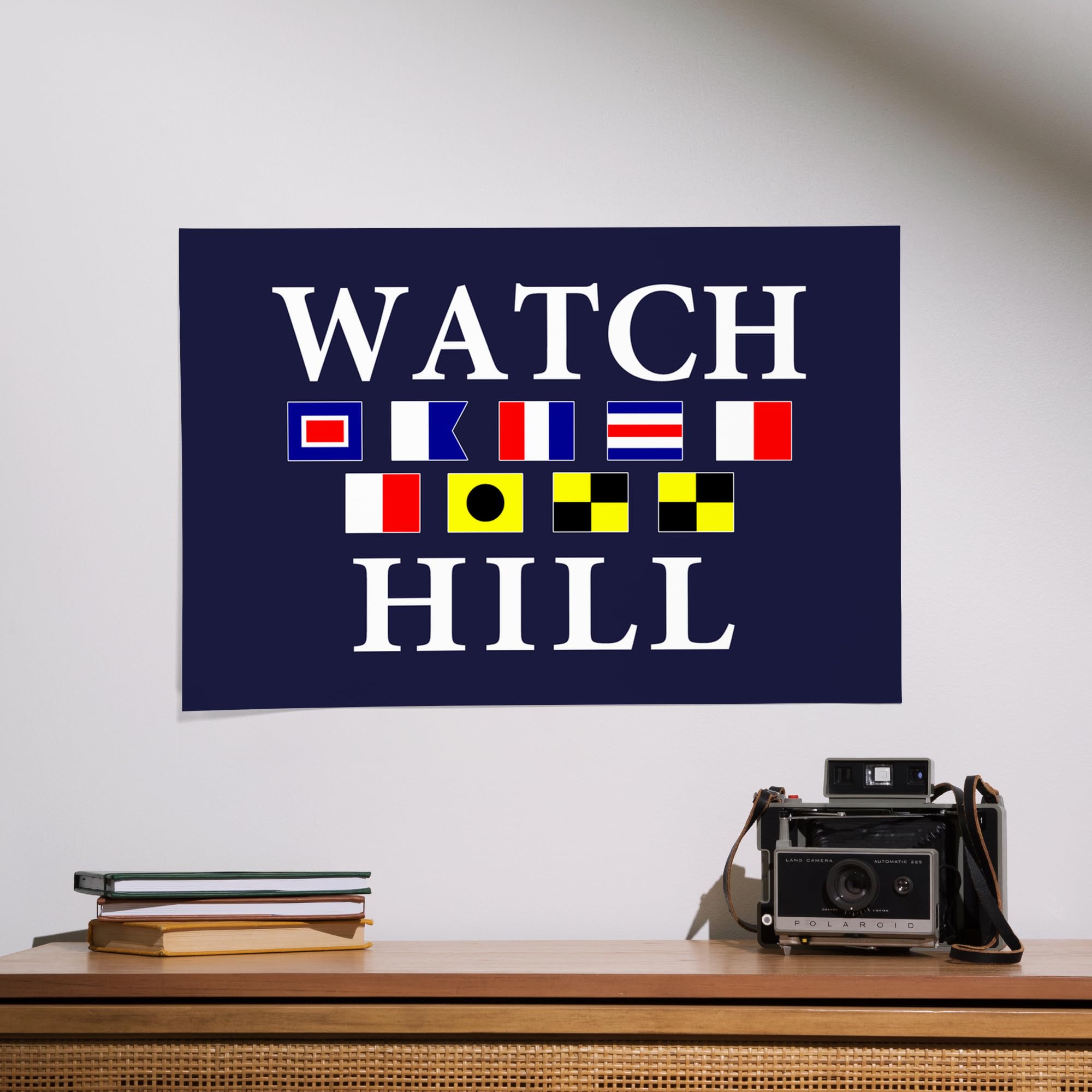 Lantern Press 16x24 Inch Giclee Print - Watch Hill Rhode Island Coastal Art with Nautical Flags - Perfect for Beach House Decor & Nautical Themed Rooms