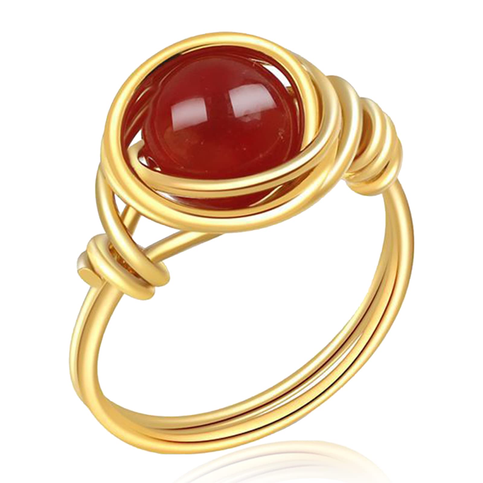 Natural Red Carnelian Gemstone Ring for Women - Handmade Wire Wrapped Healing Stone Jewelry - Perfect for Meditation, Energy Healing & Boho Fashion Accessories
