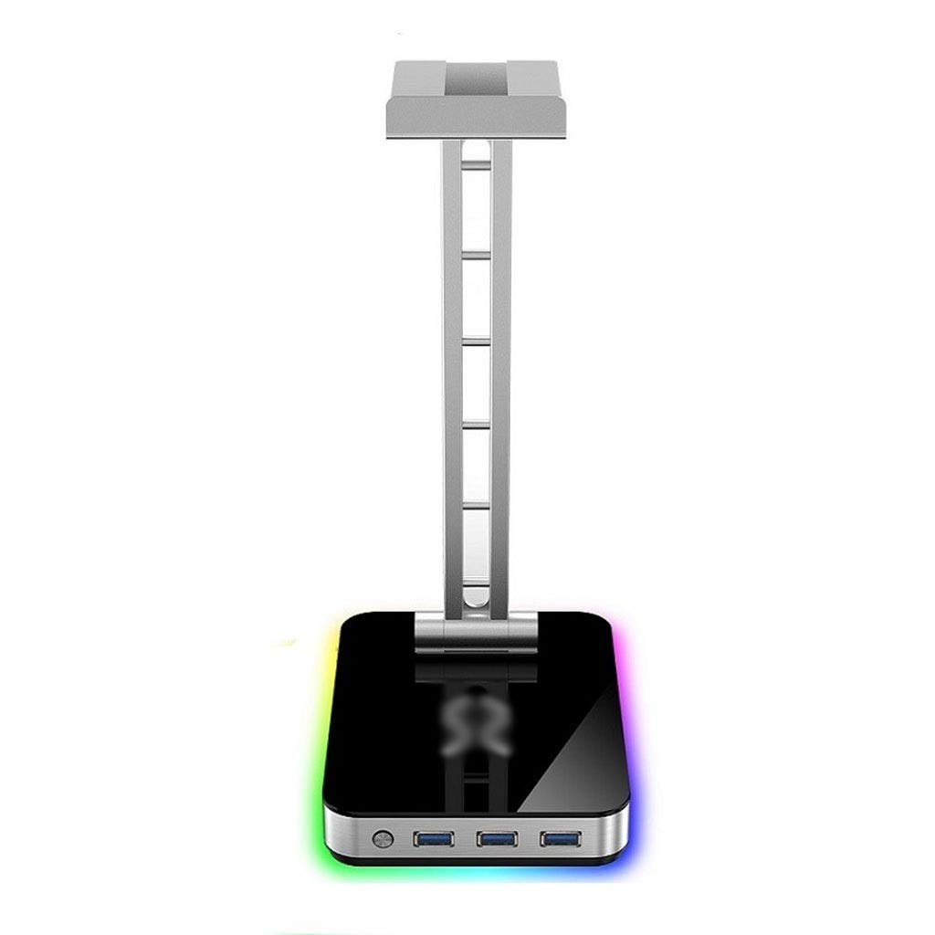 Premium Aluminum Alloy Headphone Stand with USB RGB Lighting - Adjustable Color Headset Holder for Gaming & Office Setup - Stylish Multi-Functional Headphone Organizer for Desk, Studio, and Home Decor