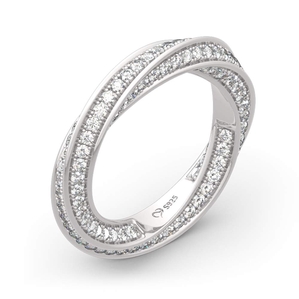 Jeulia 925 Sterling Silver Women's Twist Ring - Diamond Wedding Band, Engagement & Anniversary Promise Ring for Her - Elegant Gift Box | Perfect for Proposals, Weddings, Anniversaries & Special Occasions