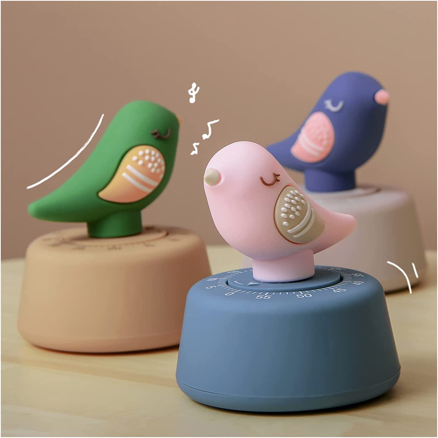 Creative Mechanical Kitchen Timer - 60-Minute Wind Up Dial, 360° Rotating Countdown, Cute Chirp Bird Design for Cooking, Baking & Time Management | Perfect for Home Kitchen, Office & Classroom (Color Options: B & C)