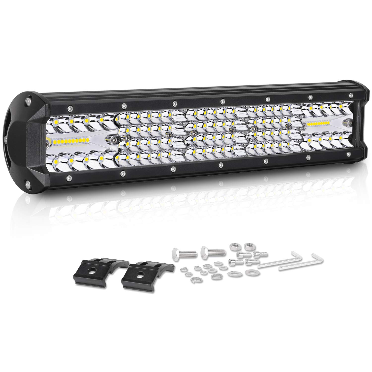 15 Inch 320W LED Light Bar - Quad Row Off Road Driving Lights, Flood Spot Combo for Trucks, ATV, UTV, Marine Boat | Waterproof Work Light with 2 Year Warranty | Perfect for Night Off-Roading, Camping & Emergency Lighting
